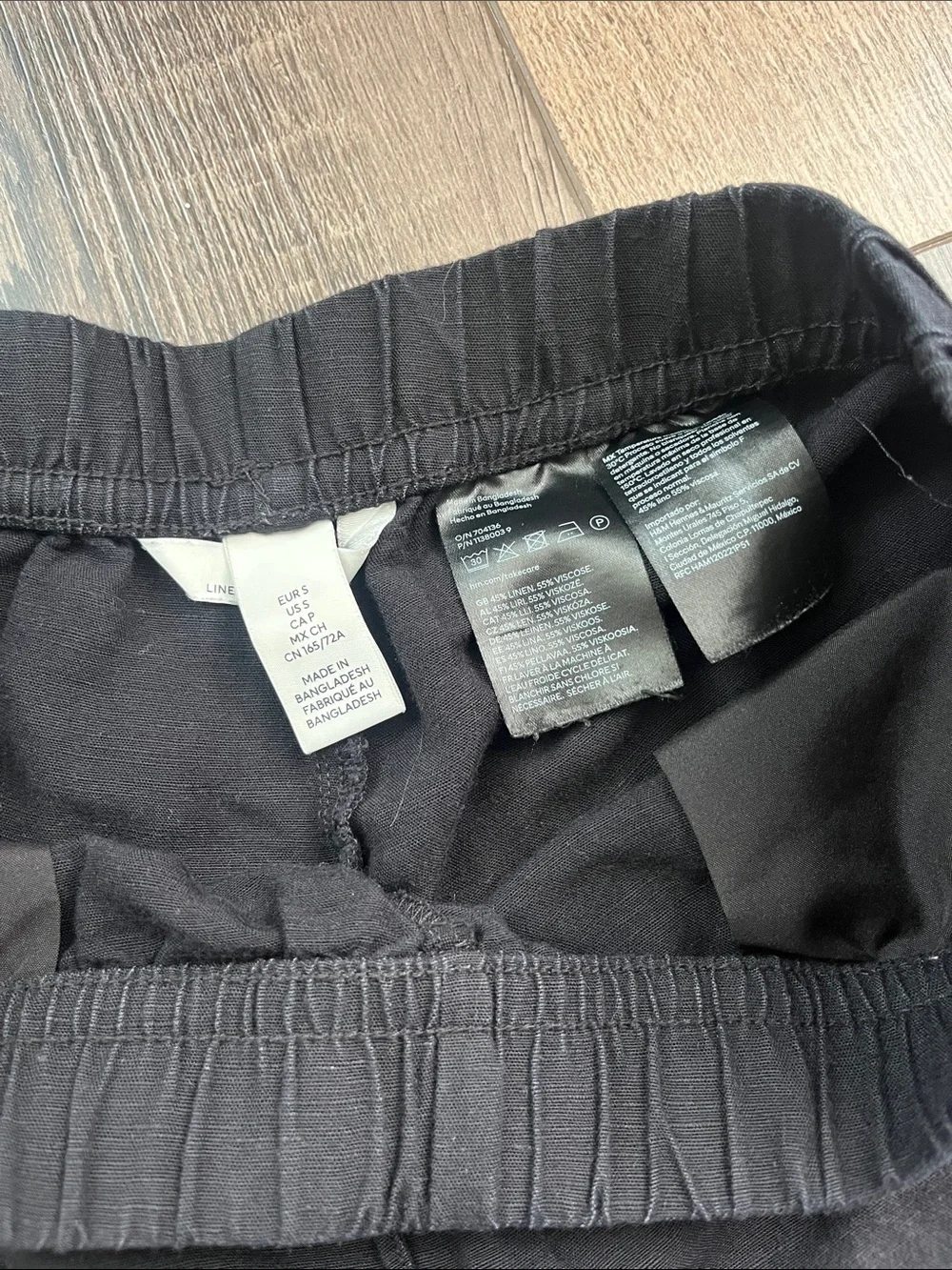 H&M Black Linen-blend Drawstring Pull-on Pants Women’s Size Small